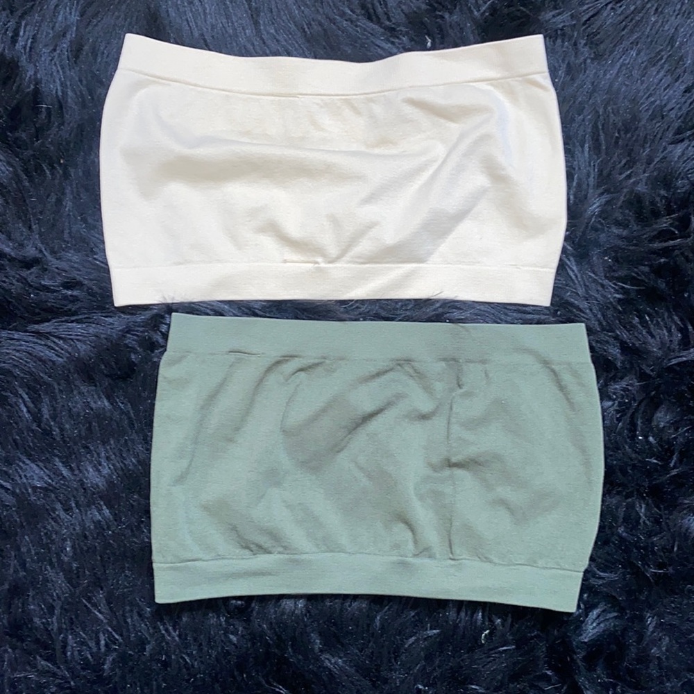 Medium cream and olive tube tops